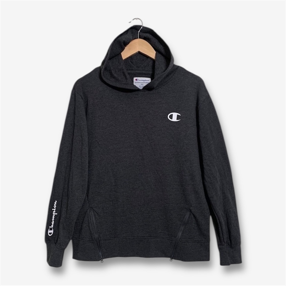 Champion Womens Hooded Sweatshirt Granite Heather Dark Gray with Zippers Small
